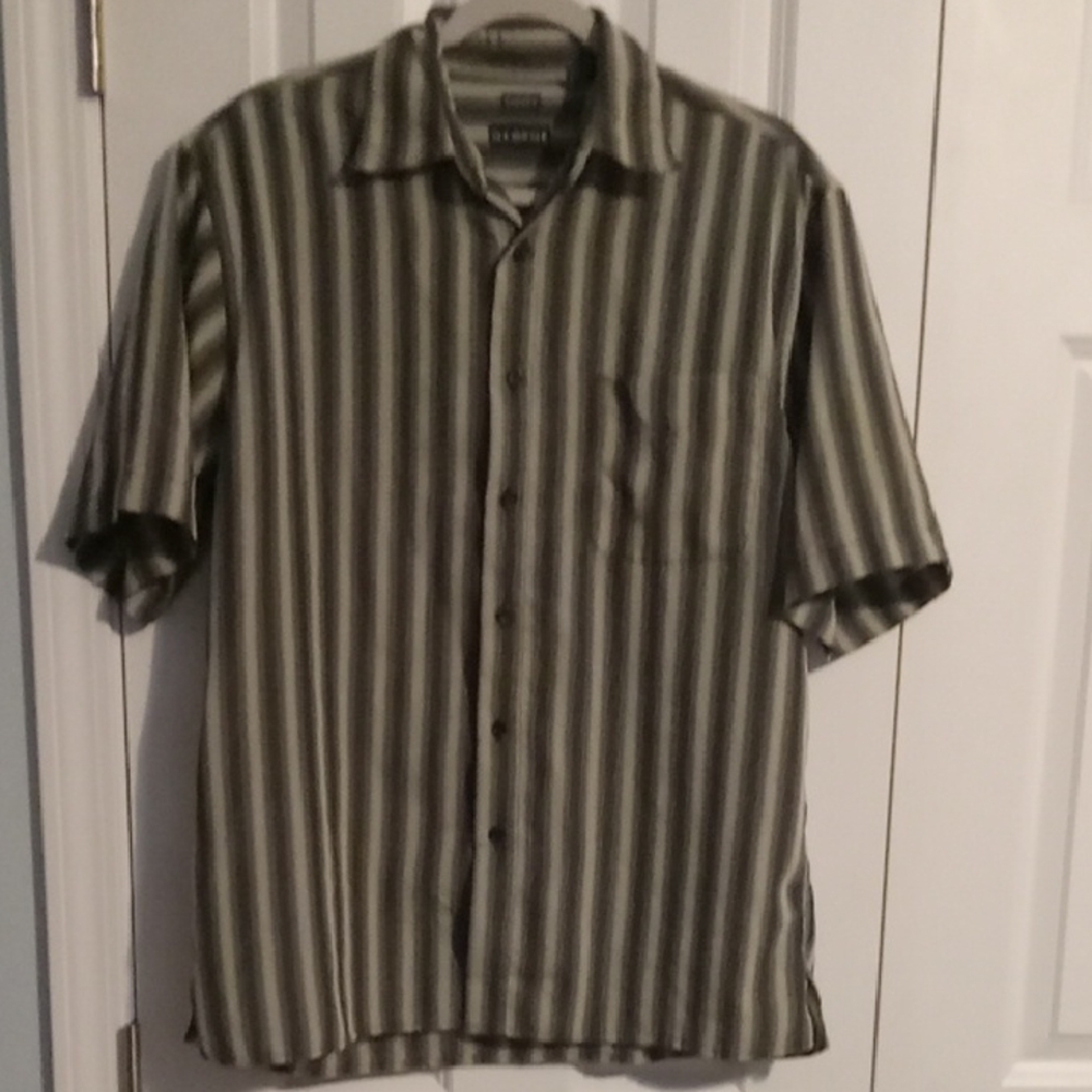 George Black and Grey Striped Button-Down Shirt